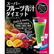 Nihon Yakken Супер Фруц Зеленый сок Аодзиру+15 фруктов, коллаген, гиалуроновая кислота 30 стиков по 3 гр