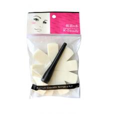 K-Beauty Спонж косметический с ручкой в индивидуальной упаковке, 10 сегментов