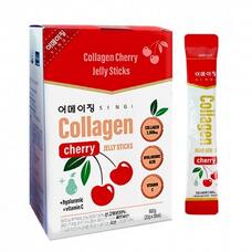 SINGI Collagen Cherry Jelly Sticks Коллаген с гиалуроновой кислотой и витамином С и вишней желе в стиках 20 г х 30 шт